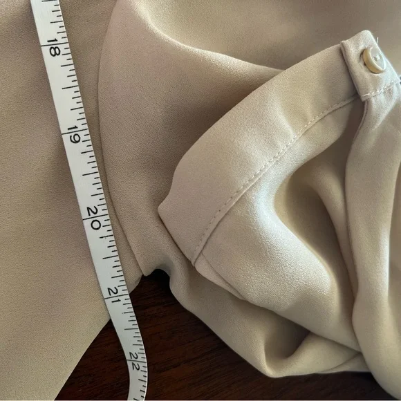 Zara cream tan long sleeve double layer bell hem blouse - Picture 6 of 8